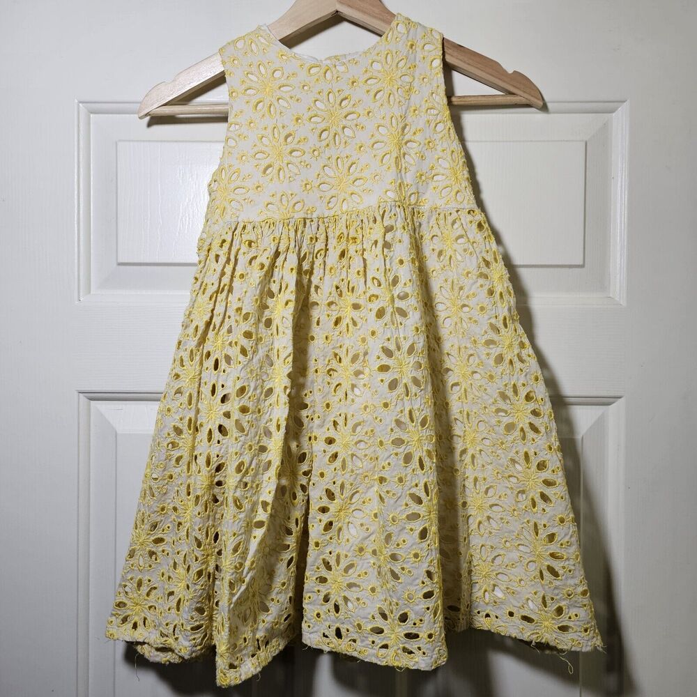 Halabaloo Yellow Floral Eyelet Lace Dress Girls Sz 6